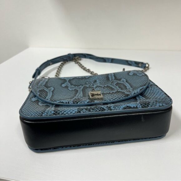 Rebecca Minkoff Snake Python Blue Leather Love Too Shoulder Crossbody Strap - Picture 2 of 7